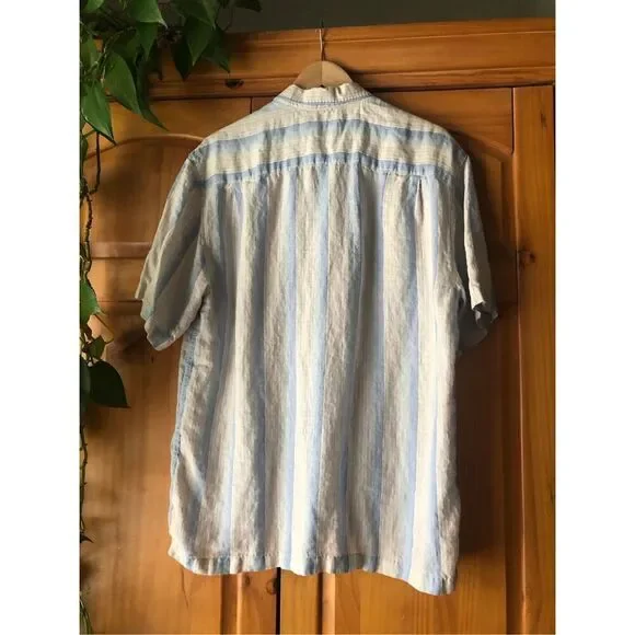 Tommy Bahamas Linen Stripe Button Down Mens Shirt - Picture 5 of 10